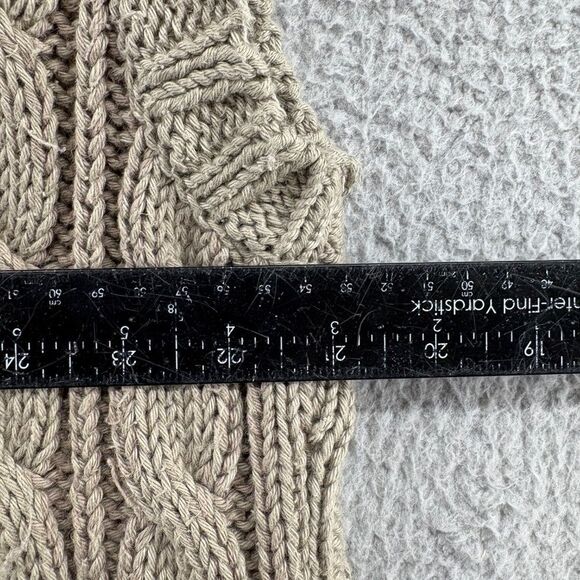 Pure Handknit Taupe Brown 100% Cotton Cable Knit Button Front Sweater Vest XS/S - Picture 4 of 12